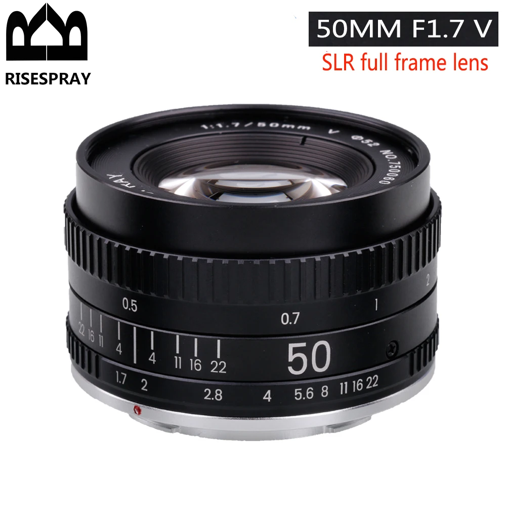 Metal RISESPRAY 50MM F1.7 Generation V Large Aperture  Manual Focus Prime Full Frame Camera Lens For CANON  EOS EF NIKON AI F