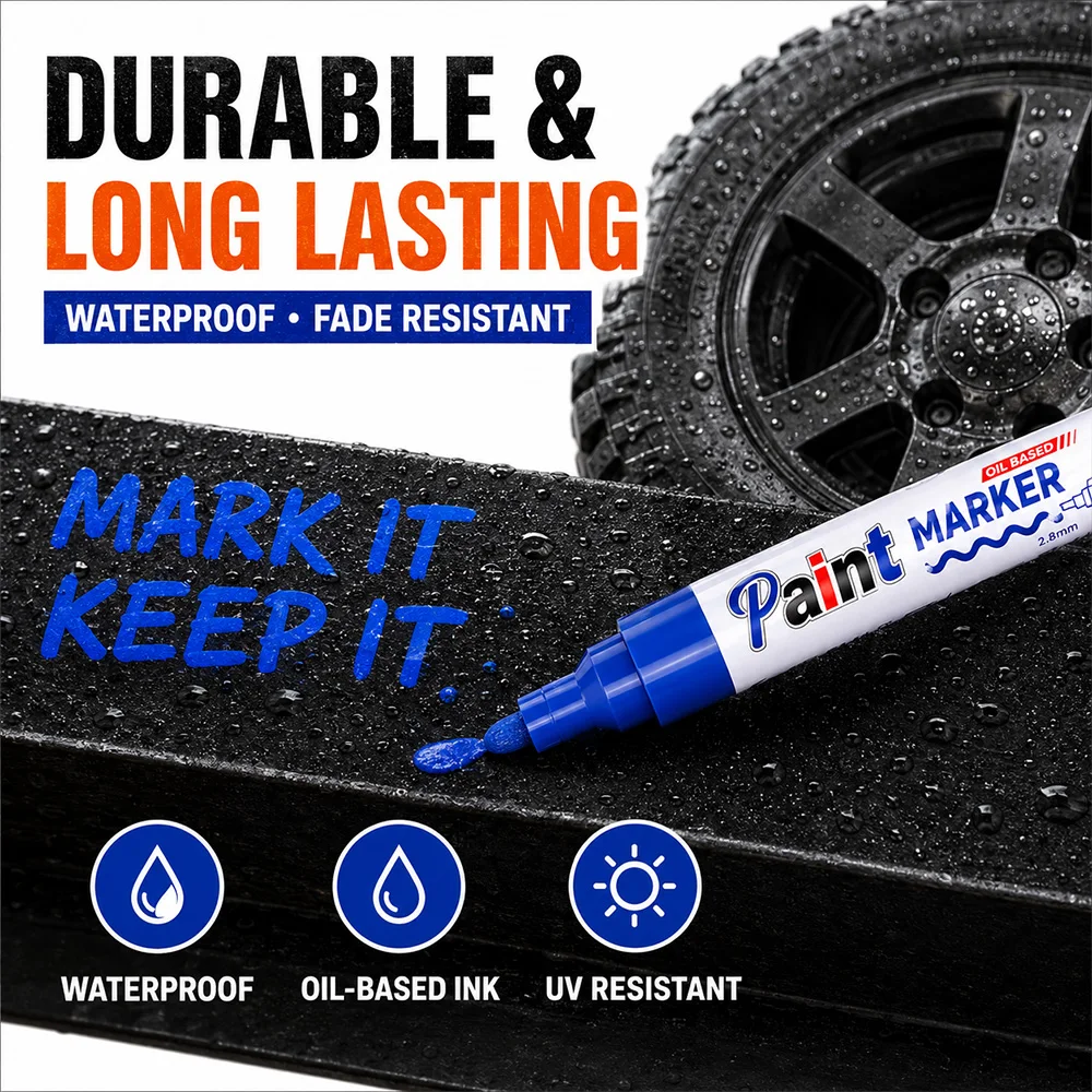 1/8/12 Colors Oil Based Paint Markers Waterproof Permanent Paint Pen Metal Glass Stone DIY Painting Outlining School Office Tool