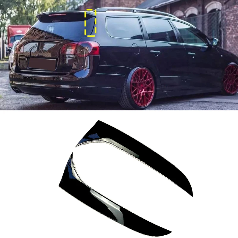 Car Rear Window Side Spoiler Gloss Black ABS Spoilers Splitter For Volkswagen VW Travel Version Passat B6 Wagon Auto Accessories