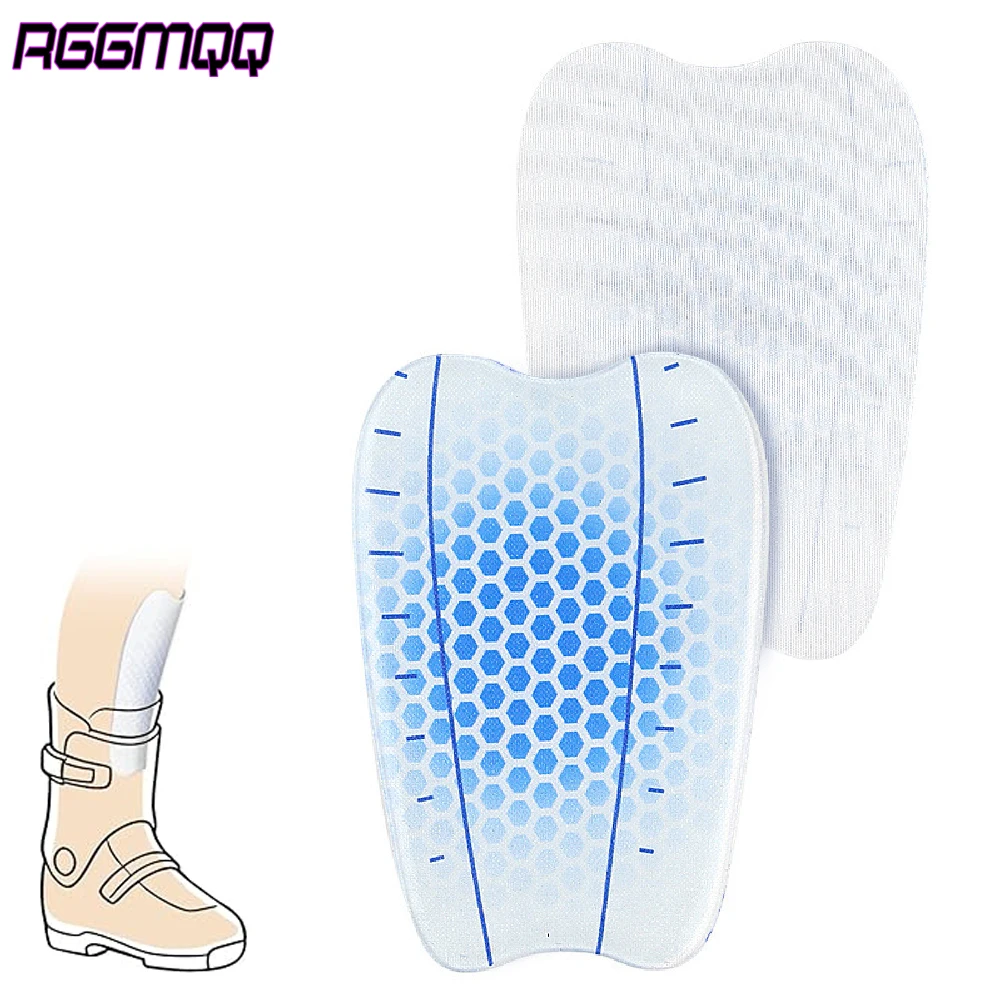 1Pair Soft Gel Tibia Protector Pads, Self-Adhesive Ski Boot Inserts, Shock Absorbing Anti-Wear Shin Guards for Snowboarding
