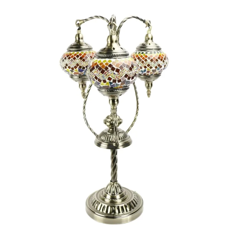 New Turkish Light Emitting Diode Table Lamp AC Modern 80 Round Vintage Green Glass Stained Glass Lamp Mosaic Glass