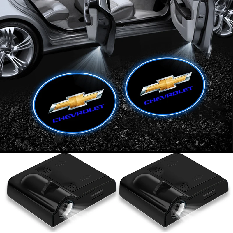 

2 шт. светодиодные лампы для дверей автомобиля, проектор, автомобильные аксессуары для Chevrolet, металлический автомобиль Monza Cruze Crvalier Malibu Captiva