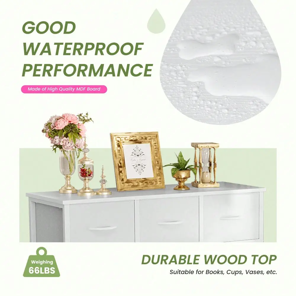

Dresser TV Stand, Entertainment Center With 9 Fabric Drawers Tall Dresser Storage Drawer Units Chest Of Drawers For Bedroom