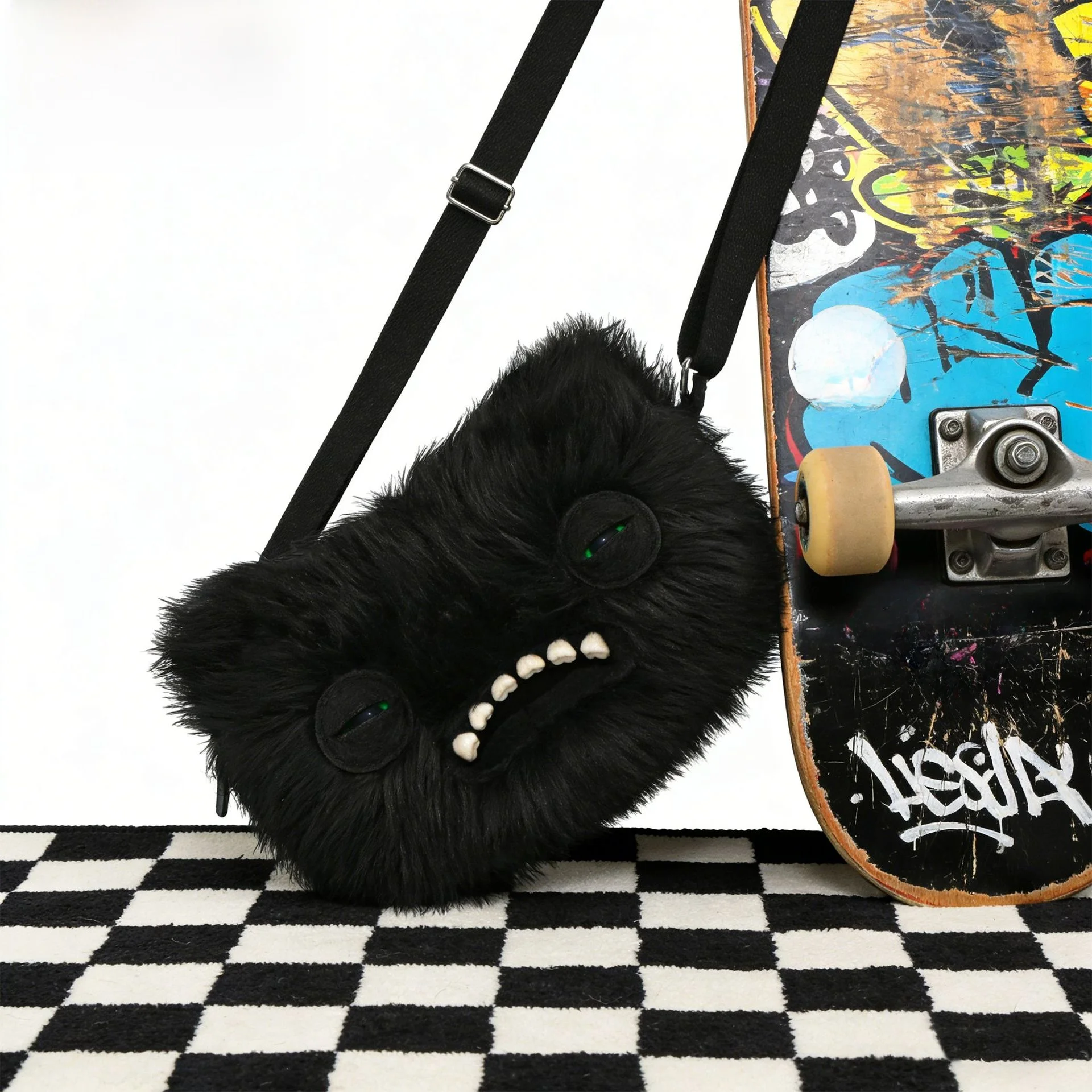 Legal bla monstro de olhos largos crossbody saco na moda fler dente monstro Bapa juventude faionable macio plu boneca brinquedo