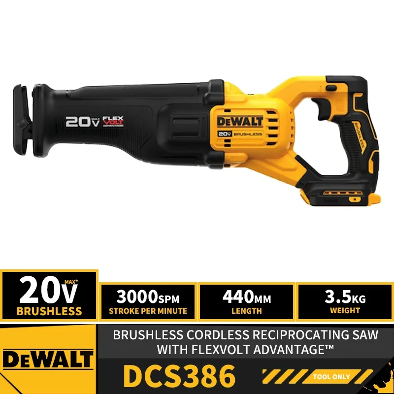 DEWALT DCS386 Brushless Cordless Reciprocating Saw with FLEXVOLT ADVANTAGE™ 20V Lithium Power Tools 3000SPM