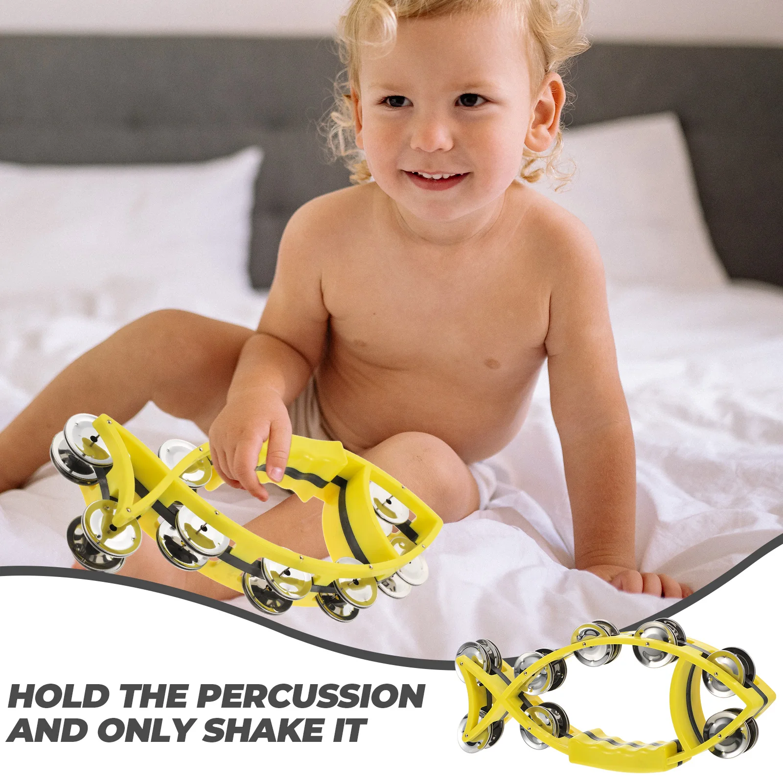 

Hand Bell Toddler Music Instruments Kids Handbell Toy Musical Plastic for Baby Fish Shaped Tambourine