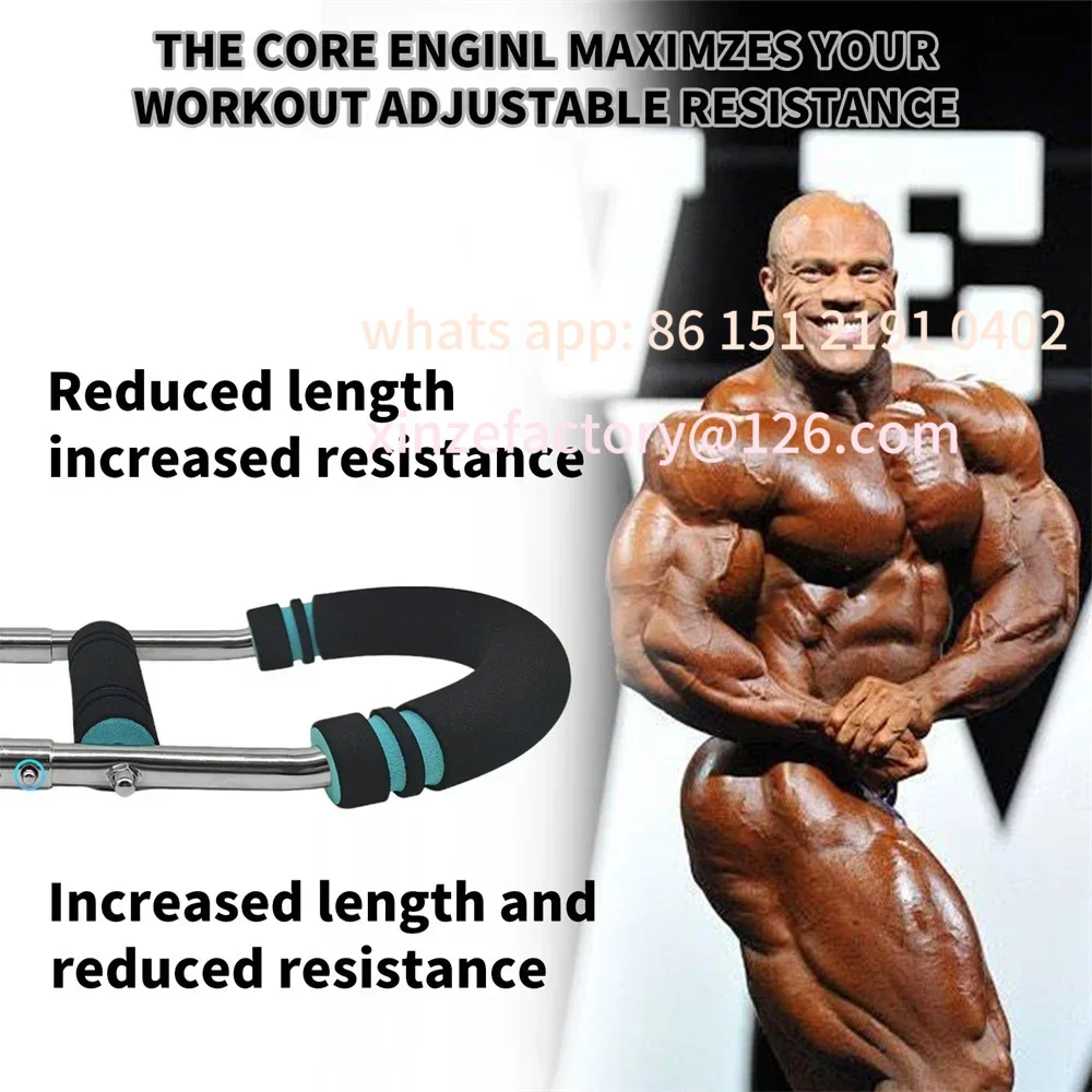 Customizable Adjustable 20-40KG Men'S U-Arm Chest Muscle Trainer Detachable Stainless Steel Fitness Tool with Blue Grips for Arm
