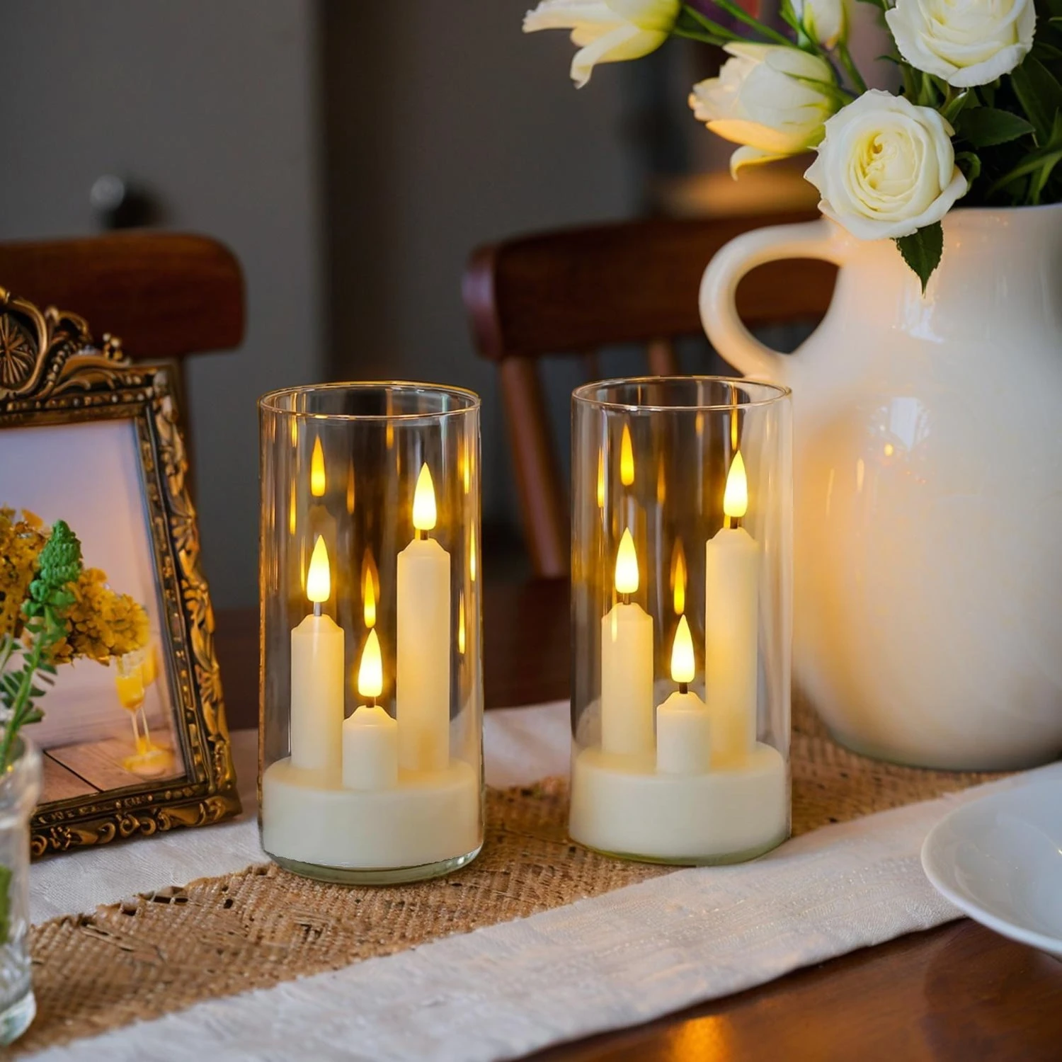 3/5/10PCS LED Electronic Candles Light Flameless Clear Acrylic Glass Lamp for Wedding Party Garden Christmas Decorative Lamps
