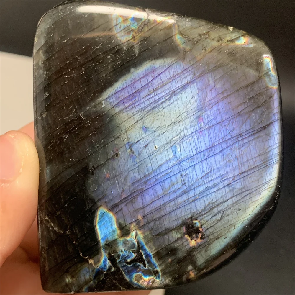 Cold Wind Natural Silver Purple Light Labradorite Ornaments Standing Green Light Labrador Stones Blocks Orange Purple Light Bead