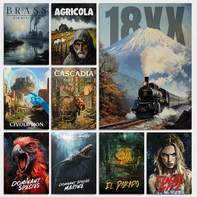 Vintage Board Game Series Poster Print Canvas Pictures Home for Living Room and Bedroom Wall Modern Decor Frameless Painting