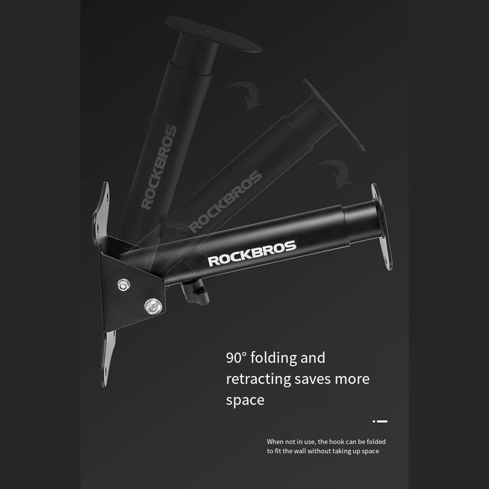 ROCKBROS Fahrrad-Wandhalterung, hochwertige, verstellbare Fahrradhalterung für Garage, Zuhause, MTB, Rennrad, Wandmontage, Haken – Detail 10