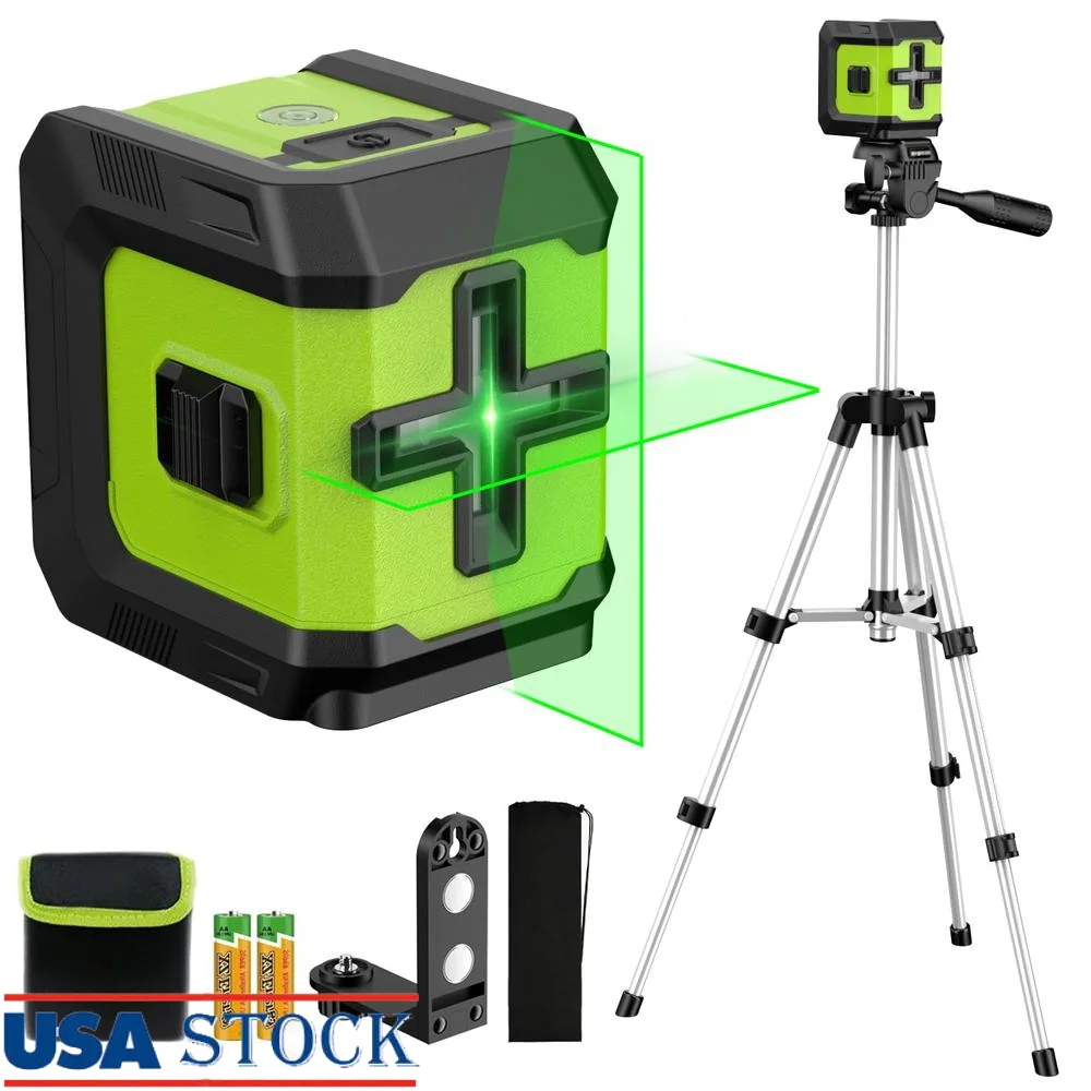 98ft Green Cross Line Laser Level with Tripod & Magnetic Holder Self Leveling Tool Tiling Installation Carpentry 360° Rotation &