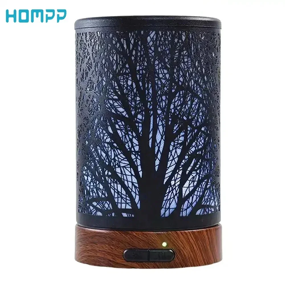 

Metal Wood Aromatherapy Essential Oil Machine Ultrasonic Cool Mist 100ml 7 LED Lights for Home Spa Air Humidifier Diffuser