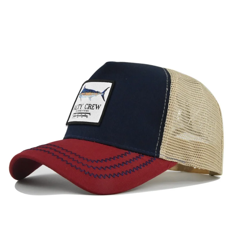 Unisex Blue marlin logo fishing Embroidery Baseball Net Caps Four Seasons Outdoor Sunscreen Hat Adjustable Casual Trucker Hats - view 4