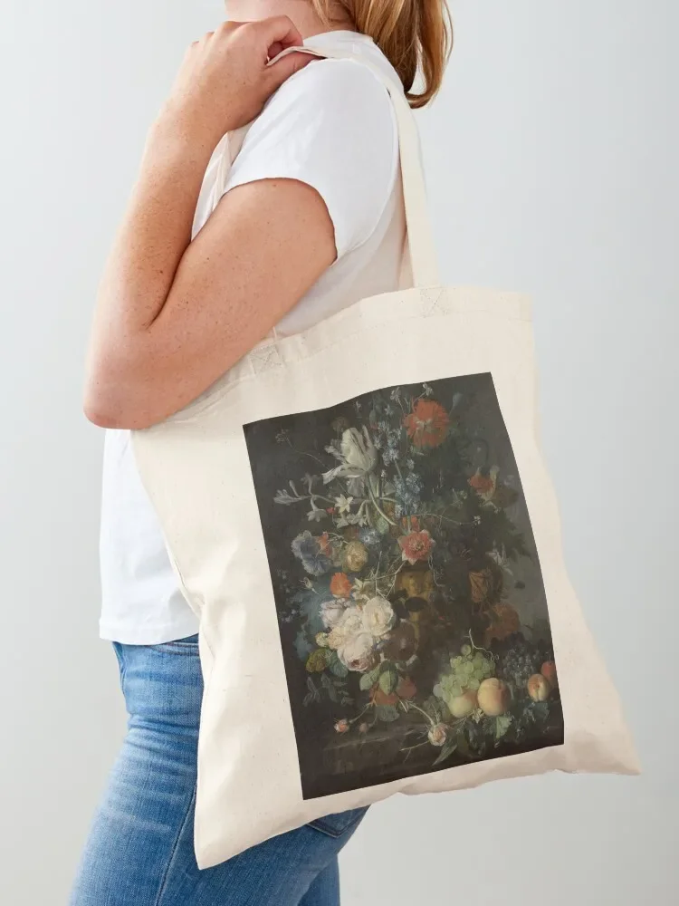 Still Life with Flowers and Fruit Tote Bag shopping bags foldable Women's shopper bag Fabric bag shopping trolley