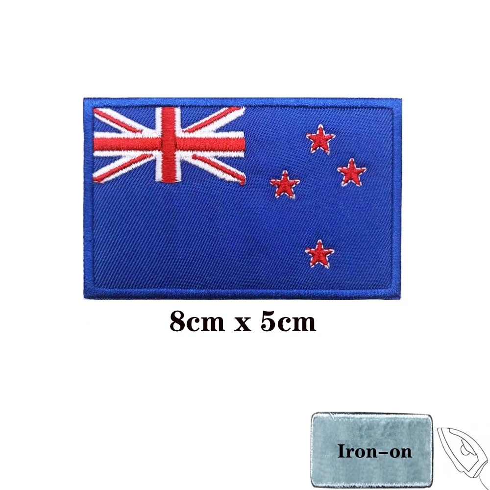 New Zealand flag Patches Armband Embroidered Patch Hook & Loop Iron On Embroidery  Badge Military Stripe