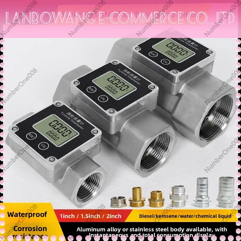 Digital Display Turbine Flow Meter Stainless Steel 1 1.5 2 Inch Water Urea Liquid Instantaneous Total Flow Industrial Meter