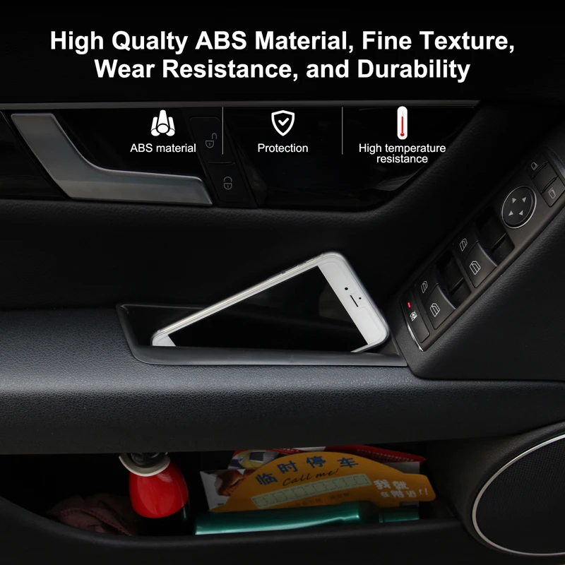 메르세데스-벤츠 C 클래스 W204 2008-2014 차량 내부 도어 핸들 수납함 팔걸이 정리함 트레이 액세서리