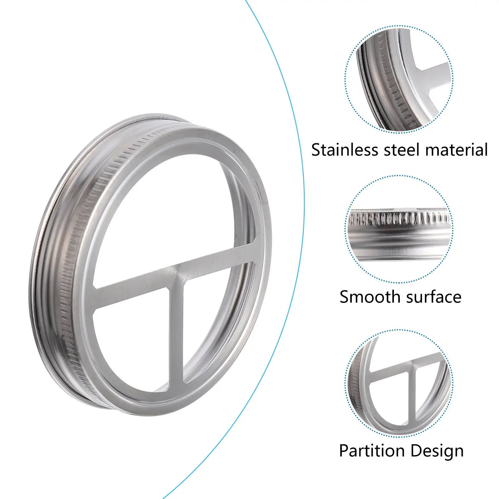 4Pcs Jar Lid Bands Stainless Steel Split-Type Cover Rings Toothbrush Storage Holder Jar Replacement Rings