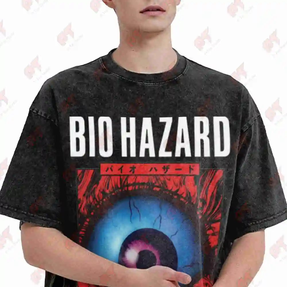 Biohazard Survival Horror Parasite Eve Clock Tower Fatal Frame Vintage Washed Tee Pure Cotton T-Shirt