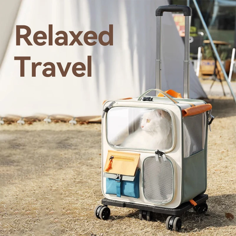HOOPET Cats Travel Bag Portable Out Pet Trolley Suitcase Universal  Small Dogs Bag Cat Backpack Detachable Pet Supplies