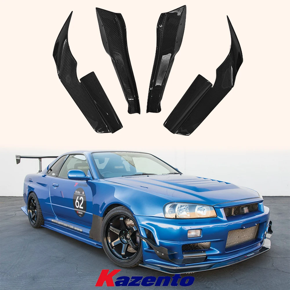 

4 шт., сплиттер переднего бампера для Nissan Skyline R34 GTR AS