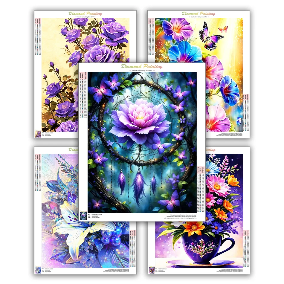 CHENISTORY 5D Crystal Diamond Painting Simple Handicraft Diamond Art Painting Kits Flowers Wall Art Picture Adults Crafts Kit