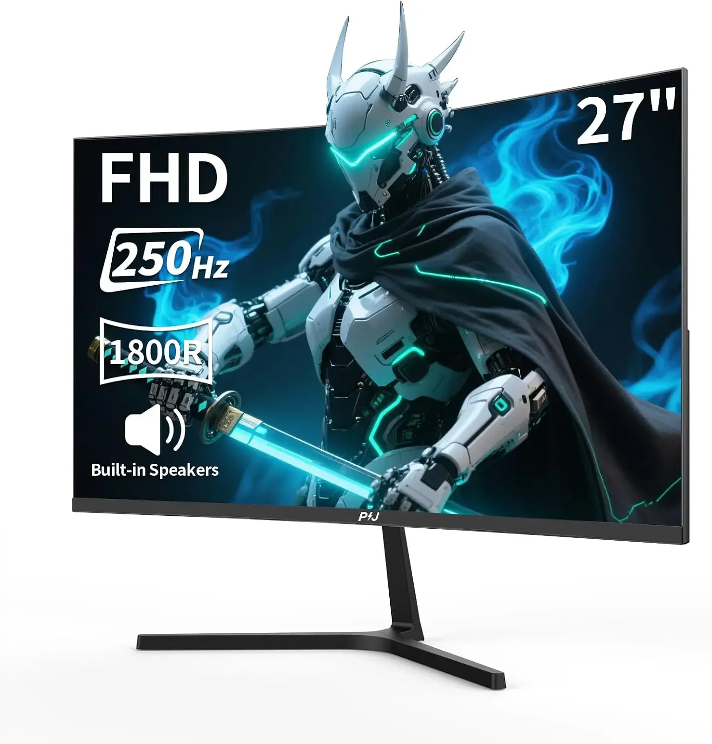 27 Inch Curved Gaming Monitor 250Hz, FHD 1080p PC Screen Built-in Speakers, 1800R Computer Monitor with FreeSync, DisplayPort