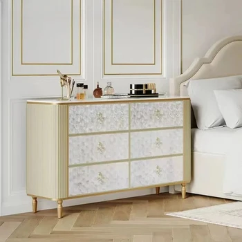 KItalian light luxury six-chest cabinet modern simple living room shell decorative partition cabinet bedroom solid wood drawer