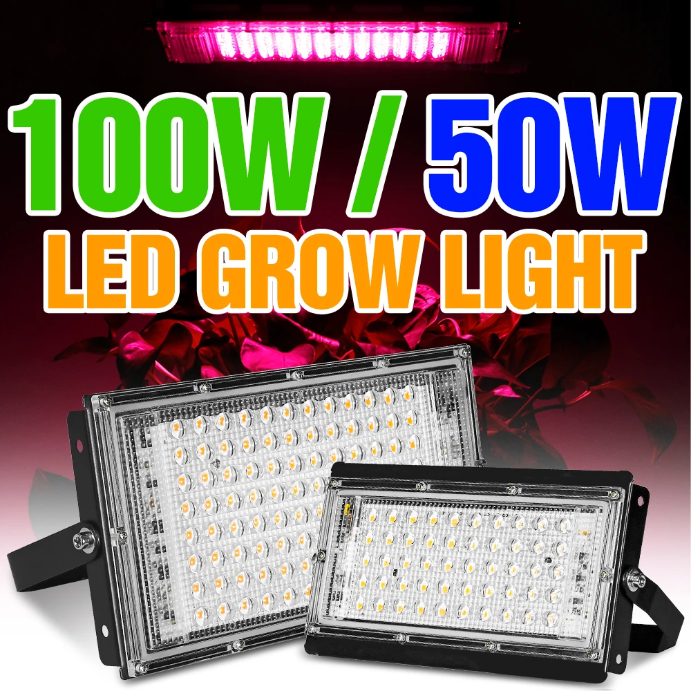 

100W 50W Phyto Lamp Led Grow Light Full Spectrum Hydroponics Growing System Light Bulb IP65 Waterproof Phytolamp For Seedlings