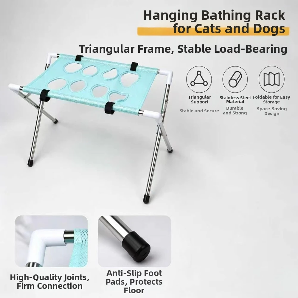 Foldable Pet Grooming Table Quick-Dry Mesh Breathable Pet Grooming Hammock Non-Slip Stable Structure Pet Washing Rack