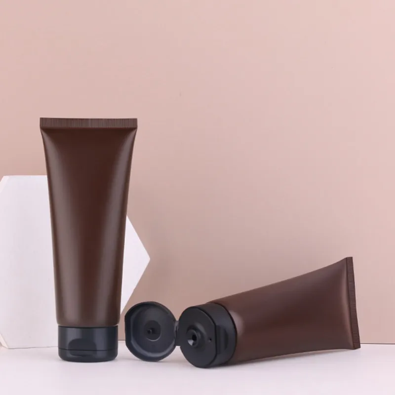 

100ml Matte Brown Plastic Soft Tubes Travel Empty Bottle Refillable Packing Containers For Cosmetic Cream Lotion Shampoo