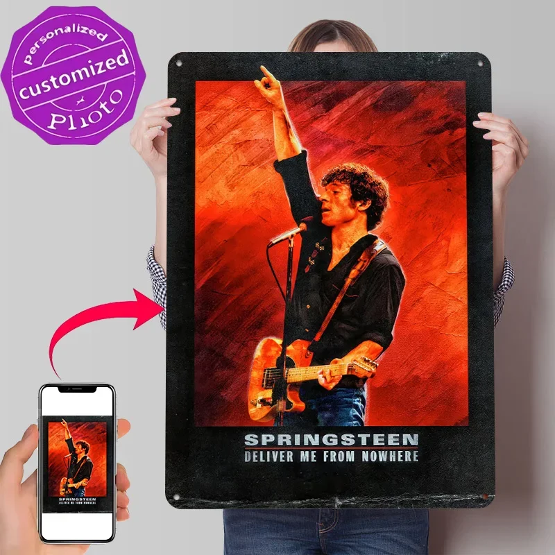 Bruce Springsteen: Deliver Me From Nowhere Personalized 3D Textured Metal Poster Wall Art Vintage Tin Signs for Office Decor