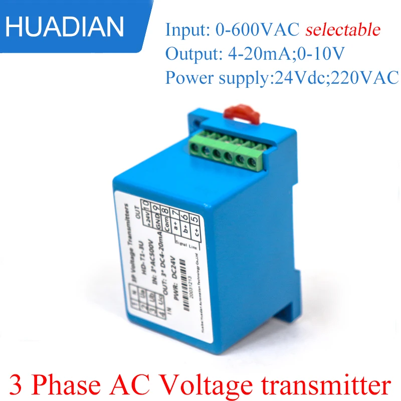 AC 0~100V 125V 250V 450V Ac Three Phase Voltage Signal Transmitter