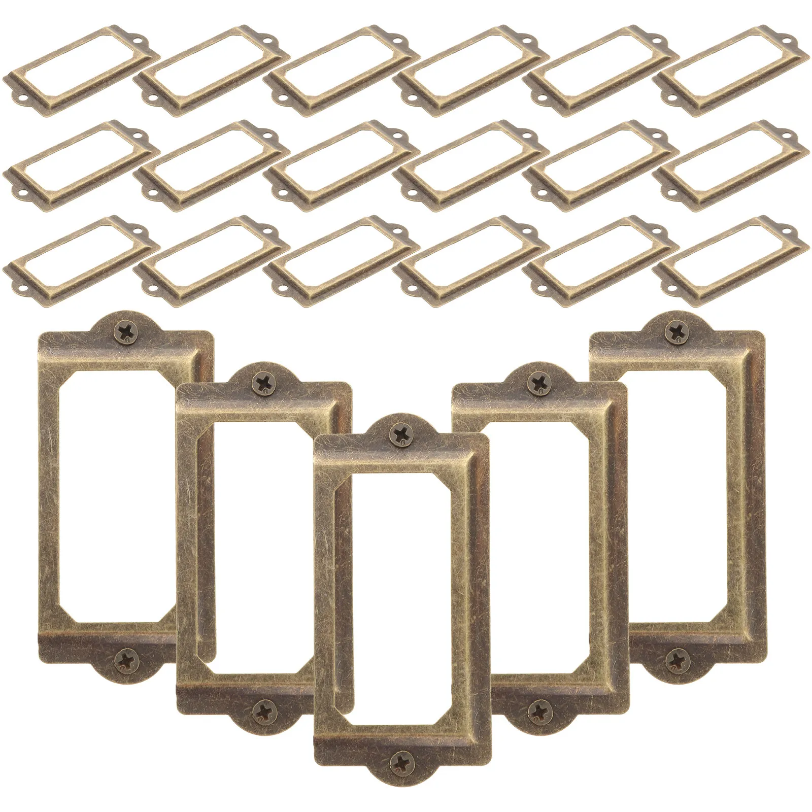 2Sets High Strength Drawer Label Frame Rust Resistant Vintage Name Card Holder for Cabinet Cupboard Drawer File Organization