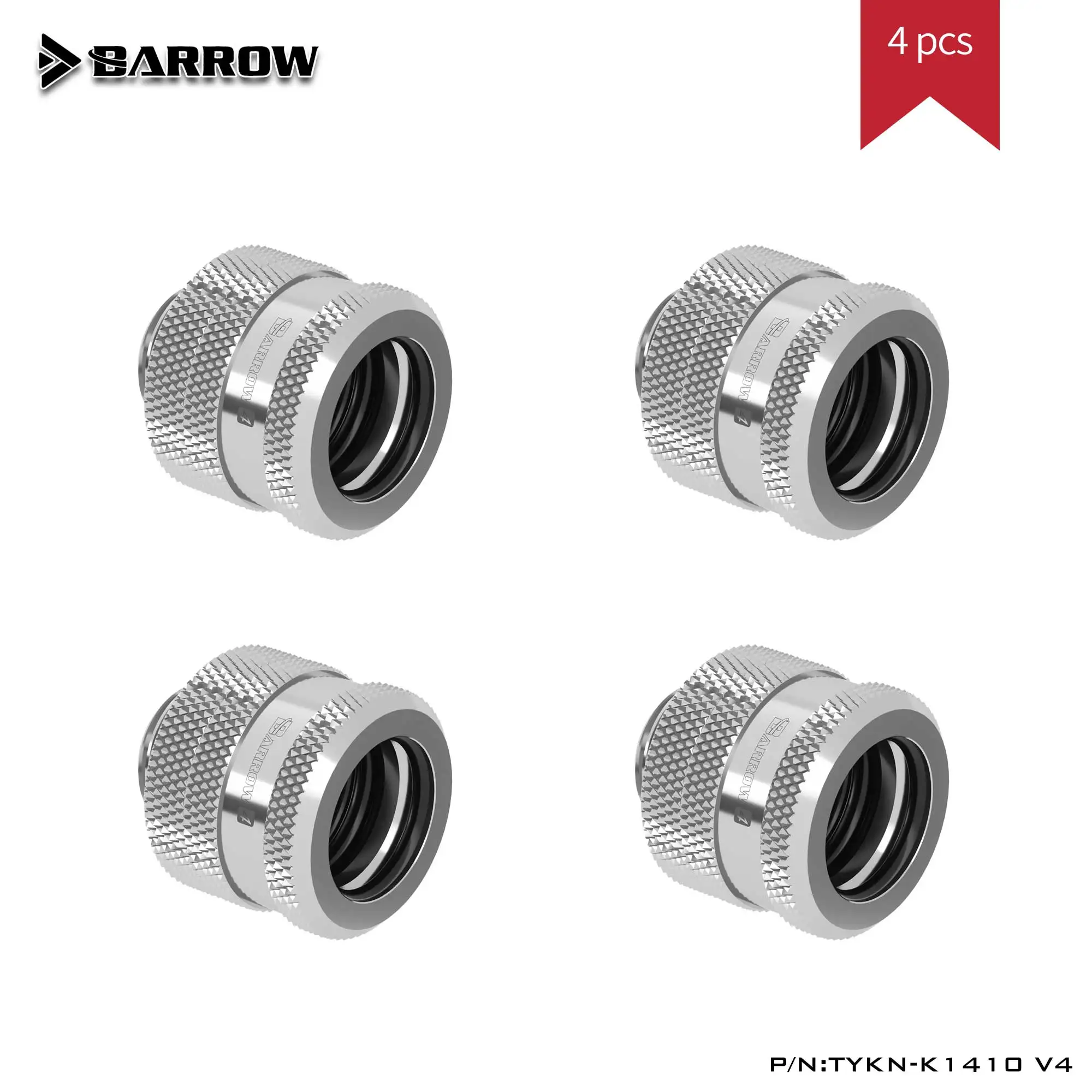 

Barrow TYKN-K1410 V4 4pcs G1/4 Hard Tube Fitting Water Cooling Asik OD14mm Adapters Liquid Cooler For PC Silver/Black/White/Gold