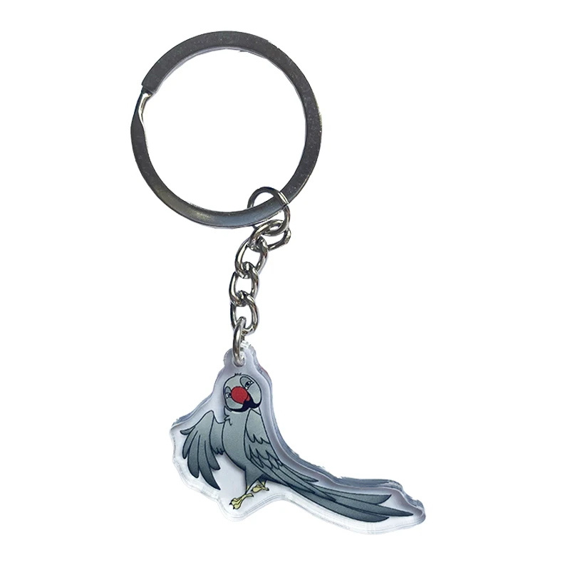 Factory Cartoon Grey Cute Bird Acrylic Key Ring Wholesale Manufacturer Lovely Animal Offset Printing Key Ring A Gift For Friend