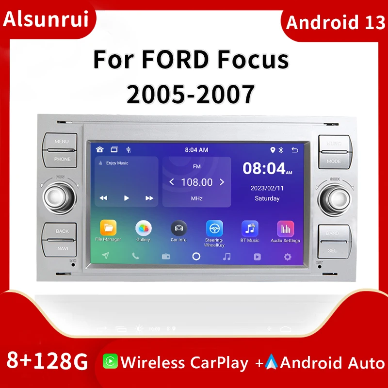 2 din Android 13 Car Screen For Ford Focus 2 Ford Fiesta Mondeo 4 C-Max S-Max Fusion Transit Kuga Multimedia Stereo RadioCarplay