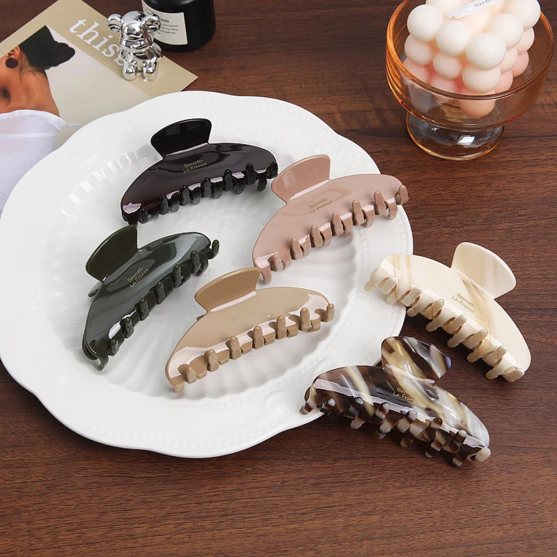Women Exquisite Elegant hair Claws Shark hair Clips Large Acetate Trendy Girls Hair Accessories Temperament Hair Claw image 6
