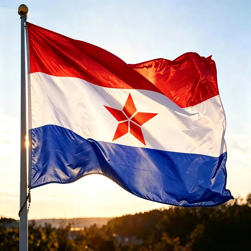 Yugoslavia Socialist Flag 2x3ft 3x5ft Red Star Blue White Red Polyester Printed Banner Historical Outdoor Garden Decoration
