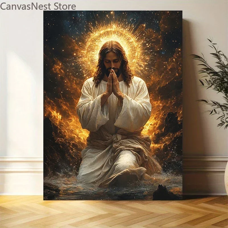 Jesus Praying on The Water Christian Poster and Prints Canvas Painting Wall Art Pictures Home Decor Cuadros