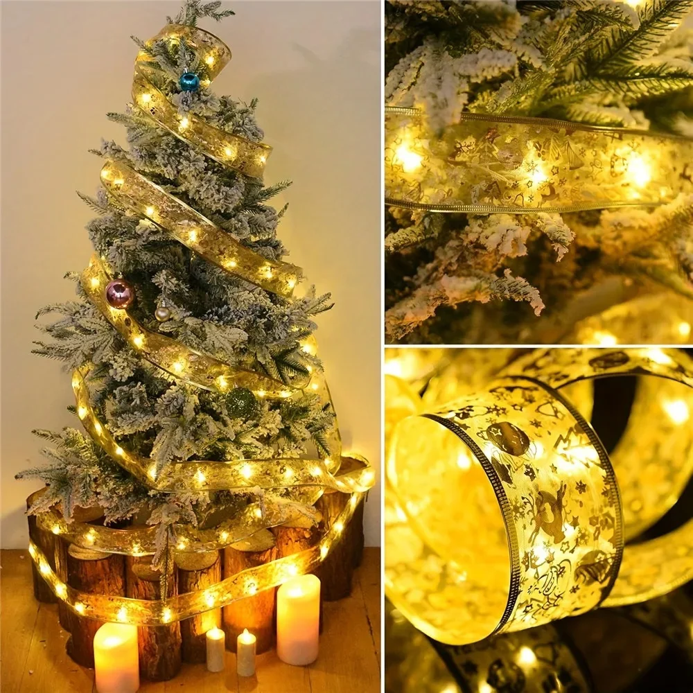 1Pack 2/5/10M Christmas Ribbon Lights Mini Lights Copper Wire Fairy String Lights for Party Weddings Christmas Tree Decortion