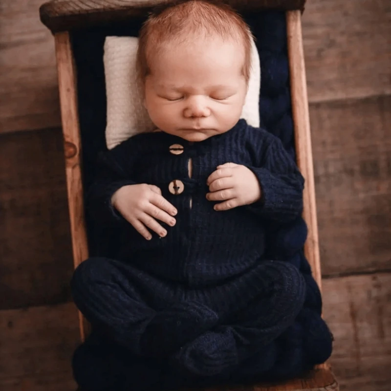 Costume Photo pour bébé, combinaison tricotée à manches longues, vêtements photographie pour nouveau-né