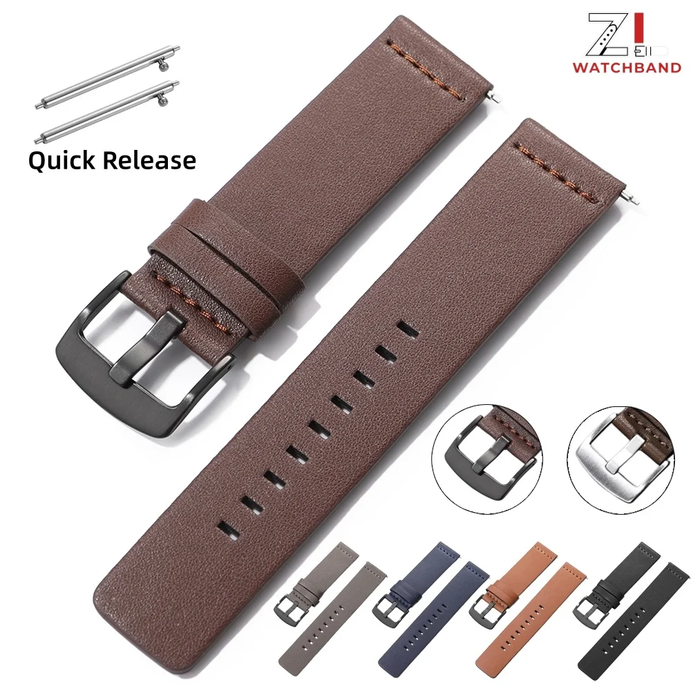 18/20/22/24mm Watch Band Quick Release Leather Strap for Samsung Galaxy Watch 3 Active2 40 44mm for Huawei Watch Gt 2 WatchBand