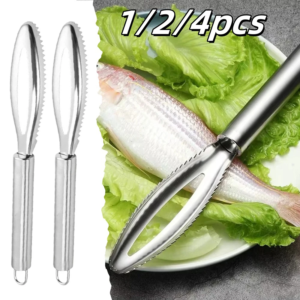 1-4pcs Fish Scale Remover Stainless Steel Fast Remove Cleaning Peeler Scraper For Kitchen Fish Scale Removal Cooking Accessory