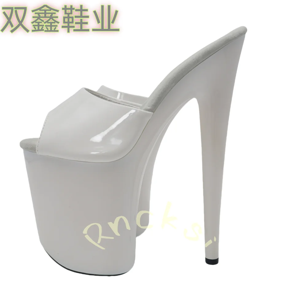 20 CM Slippers  High Heels  Solid Color slides women Sexy Highs Platform Thin Heels Female Party Club Women