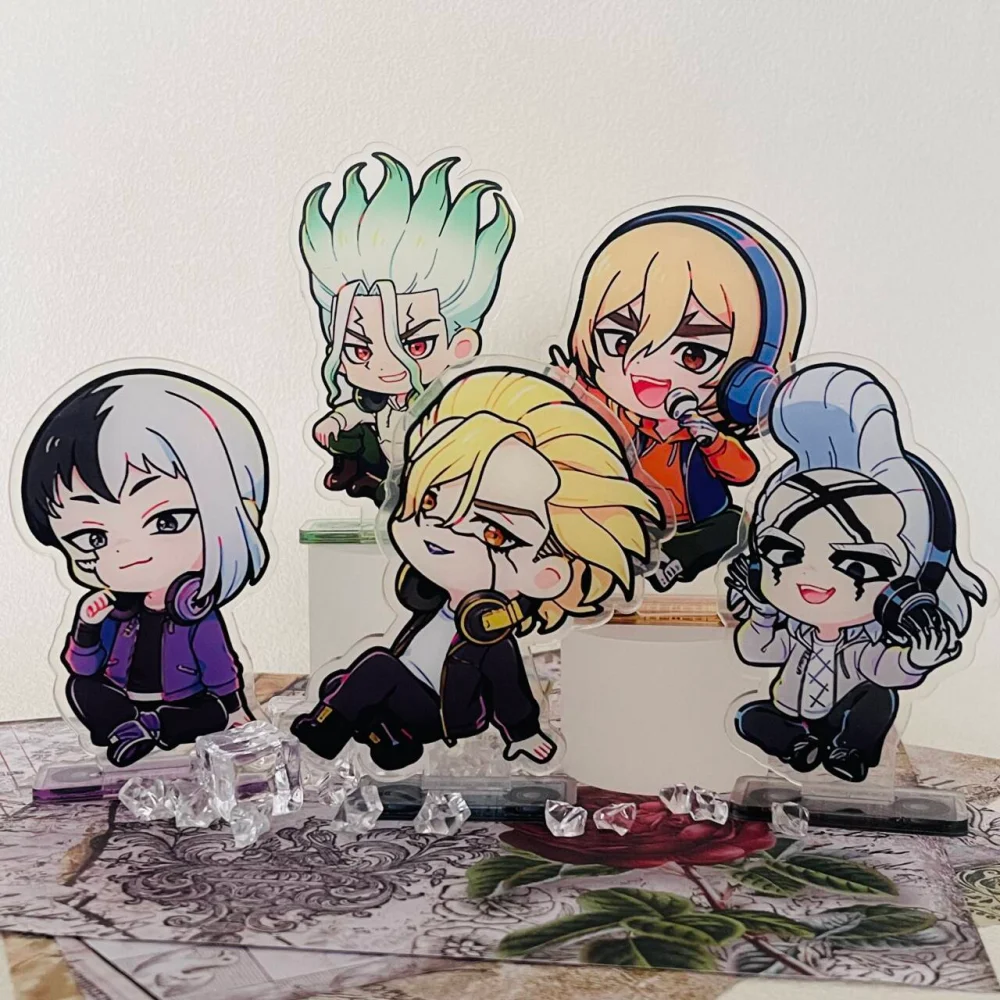 Anime Dr. Stone Acrylic Stand 10cm Keychain Gen Asagiri/Ukyou Saionji Exquisite Character Model Tabletop Home Decor Ideal Gift