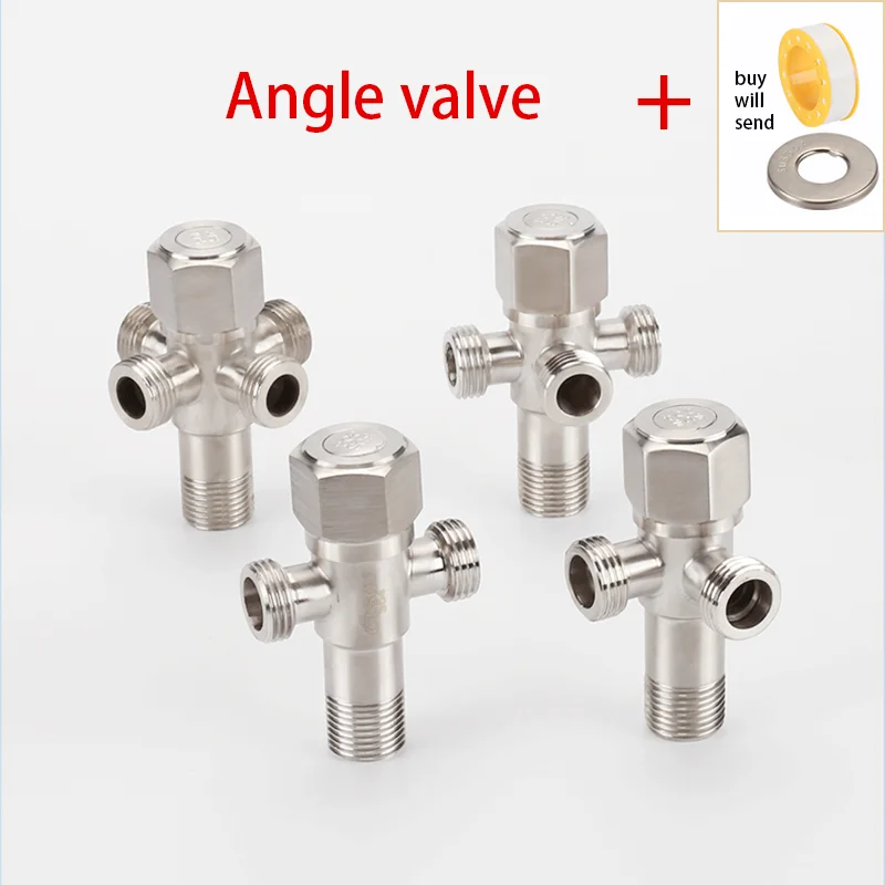 

G1/2＂Three-way Four-way Angle Valve 304 Stainlss Steel One Into Two/Three/Four Out Water Controller Toilet Water Heater Fittings