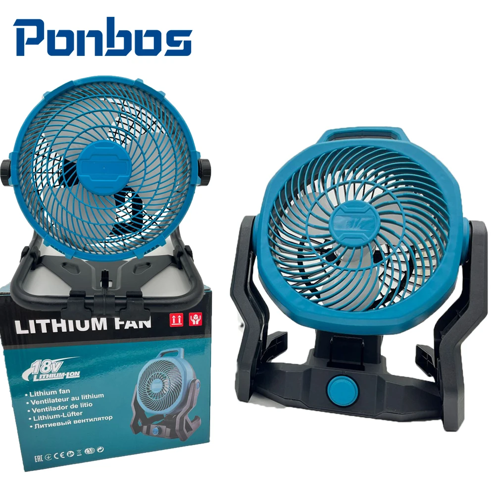 

Ponbos 12-inch/10-inch Outdoor Camping Fan Portable AC/DC Desktop Fan (for Makita 18V Battery)