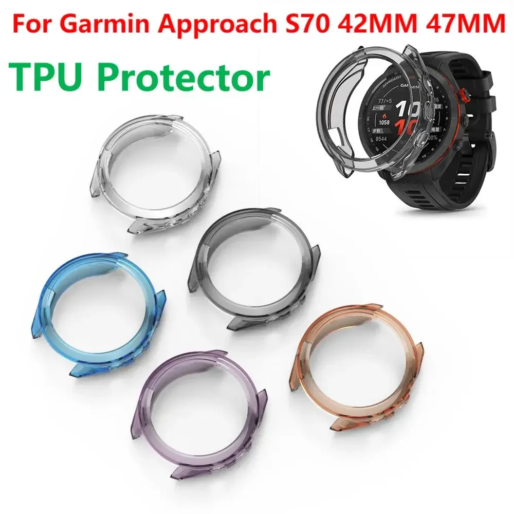 Clear TPU Protective Case Cover For Garmin Approach S70 42MM 47MM Smart Watch Soft Silicone Bumper Protector Shell Accessoies